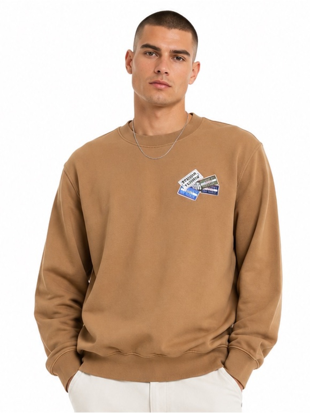Lacoste Camel Graphic Logo Crewneck Sweatshirt Loose Fit lCotton Fleece Streetwe